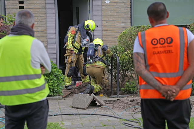 Gaslek door werkzaamheden glasvezel aan de Prof. Piersonstraat Waalwijk